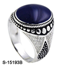 Últimas Design 925 Sterling Silver Esmalte homem anel com CZ.